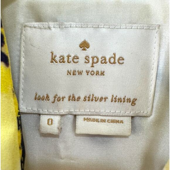 Kate Spade Sunny Daisy Yellow Silk Organza Button Front Shirt Dress Size 0 - Picture 4 of 9